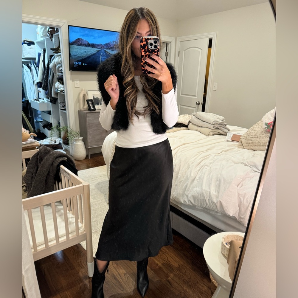 Zara Satin Midi Skirt NWOT